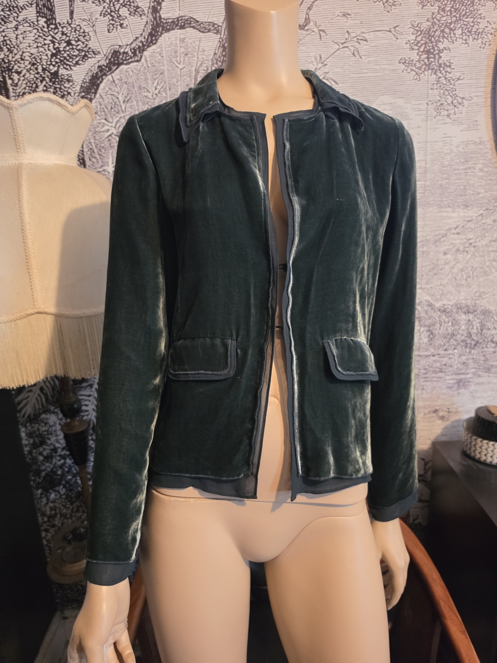J.Crew Forest Green Silk Velvet Jacket